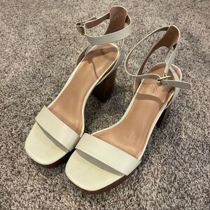 Women's White Block Heel Sandals
